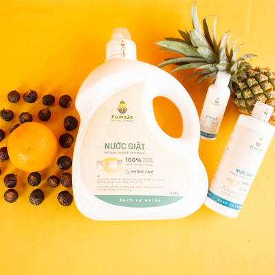 Nước giặt quần áo hữu cơ Fuwa3e an toàn cho bé chuyên giặt lụa hương cam 100ml