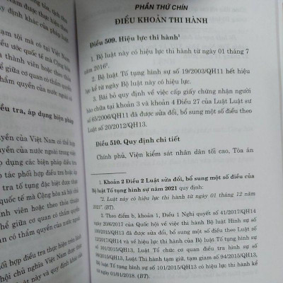 Bộ Luật Tố Tụng Hình Sự Hiện Hành (Sửa Đổi, Bổ Sung 2021)