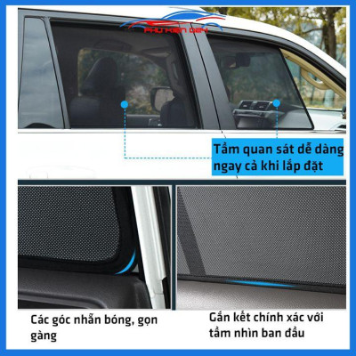 Bộ 4 rèm chắn nắng nam châm Accent 2018-2019-2020 khung cố định chống tia UV