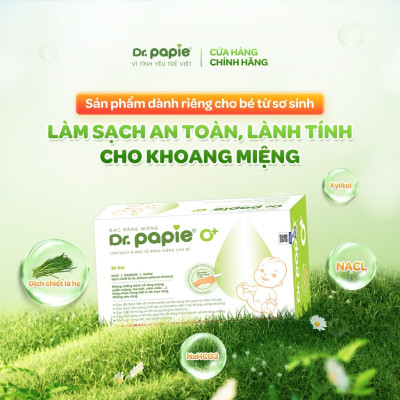 [Mua 1 Tặng 1] Gạc Rơ Lưỡi Dr.Papie 0+ (Hộp 30 Gói), Làm Sạch Và Bảo Vệ Răng Miệng Cho Bé Tặng 1 Hộp (10 Gói) Gạc Dr.Papie 0+