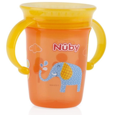 [ 10410-Nuby ] Ca tập uống nước 360 độ chống tràn, loại 2 tay cầm, 240ml