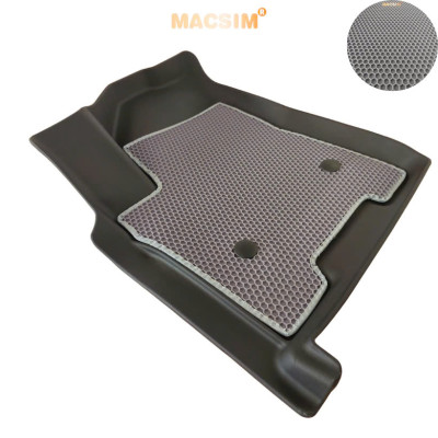 Thảm 2 lớp (sd3) dạng lưới lục giác cho Hyundai Custin màu ghi  bề mặt cao su siêu sạch nhãn hiệu Macsim