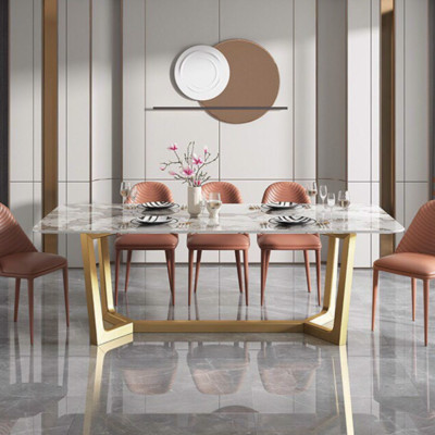 Bàn ăn mặt đá Juno Sofa chân Concorde inox kích thước 1m4 x 80 x 75cm