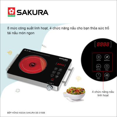 Bếp Hồng Ngoại Đơn SAKURA SE-3150B (2000W) - Tặng Kèm Vỉ Nướng - Hàng Chính Hãng