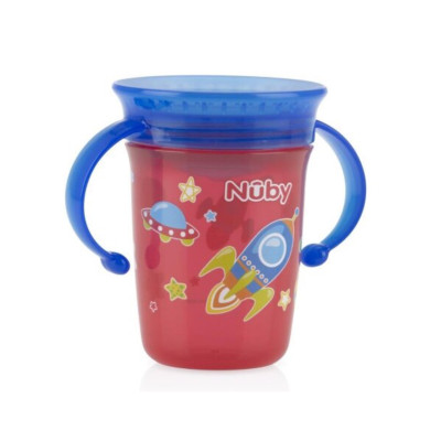 [ 10410-Nuby ] Ca tập uống nước 360 độ chống tràn, loại 2 tay cầm, 240ml