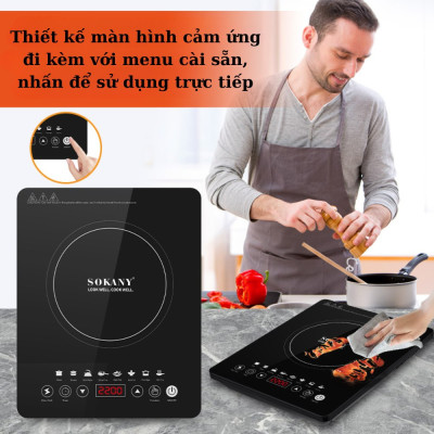 Bếp từ cảm ứng cao cấp SOKANY SK-07076, công suất 2200W, mặt kính chịu lực sử dụng cho mọi loại nồi - HÀNG CHÍNH HÃNG