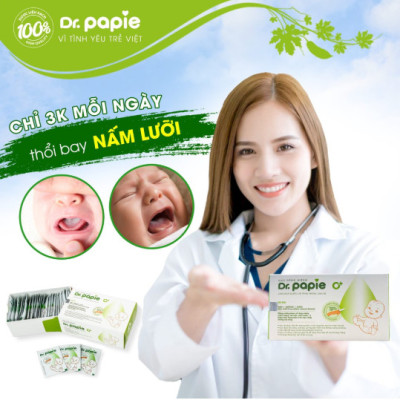 Gạc Rơ Lưỡi, Vệ Sinh Răng Miệng Cho Bé Dr Papie (1 hộp 30 gói)