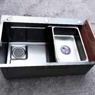 Chậu rửa 1 hố Nano ghi cao cấp kèm chậu nhỏ bên trong mã GC.7545B thương hiệu Gerari