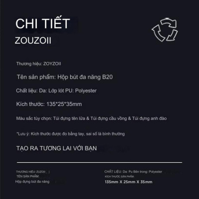 Hộp đựng bút cho bé Zoyzoii chính hãng bằng vải nhiều ngăn mã B20 - Hàng chính hãng