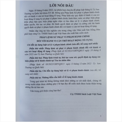 Sách Pháp Lệnh Xử Phạt Vi Phạm Hành Chính Đối Với Hành Vi Cản Trở Hoạt Động Tố Tụng - Chỉ Dẫn Áp Dụng Luật Xử Lý Vi Phạm Hành Chính - V2246T