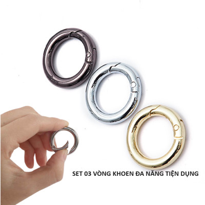 Set 3 Vòng Khoen Tròn Nhỏ, Móc Khuyên Chùm Khóa Trơn Kim Loại Màu Bạc, Móc Chùm Chìa Khóa, Móc Đa Năng - TakyHome  5070