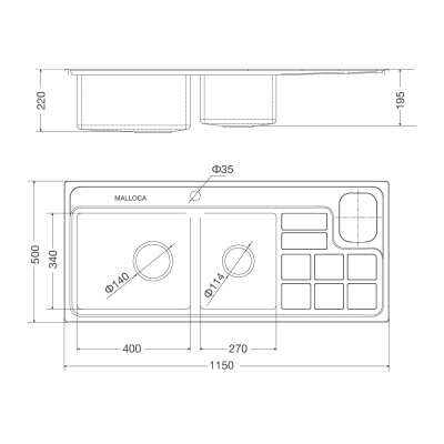 Chậu rửa chén Malloca MS 8817 N - Hàng Chính Hãng