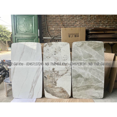 Bộ bàn ăn mặt đá phiến ceramic bóng kết hợp ghế Venus trám