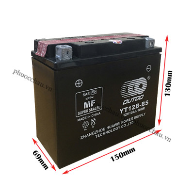 Bình ắc quy xe moto OUTDO YT12B-BS (12V - 10AH)