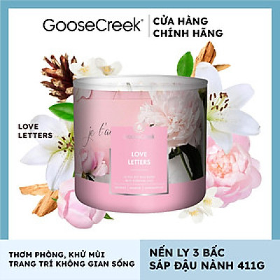 Nến ly 3 bấc sáp đậu nành Goose Creek (411g) - Love Letters