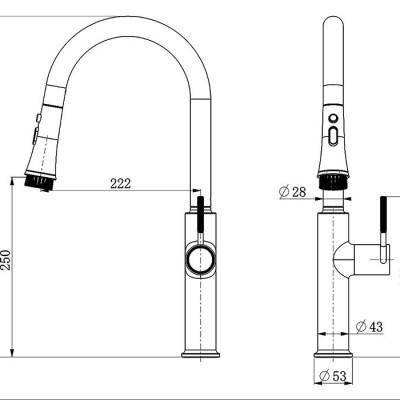 Vòi rửa chén nóng lạnh dây kéo, 4 chức năng sử dụng Eurolife EL-IK (3 màu)
