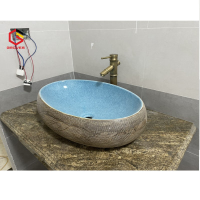 CHẬU LAVABO ELIP, CHẬU RỬA MẶT XANH NGỌC BÍCH RẤT ĐẸP VÀ SANG TRỌNG QUÝ PHÁI GROVES NHẬP KHẨU CHÍNH HÃNG GRVL 8126