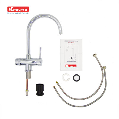 Vòi rửa bát 3 đường nước Konox, Model Trim-Water Black, 3 phiên bản màu, Bề mặt mạ PVD mạ vân đá, Lõi đồng tiêu chuẩn CW617N, Linh kiện phụ trợ dòng chảy nhập khẩu châu Âu, Bảo hành chính hãng 5 năm, Hàng chính hãng