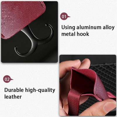 Móc Hợp Kim Bọc Da Cao Cấp, Treo Đồ Gắn Sau Lưng Ghế Ôtô, Treo Đồ Tiện Dụng Nhỏ Gọn, Gọn Gàng Trong Xe Hơi. TakyHome 9722