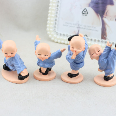Combo 4 Tượng Chú Tiểu Đánh Võ Dễ Thương Trang Trí Xe Hơi, Bàn Làm Việc, Bonsai PaKaSa