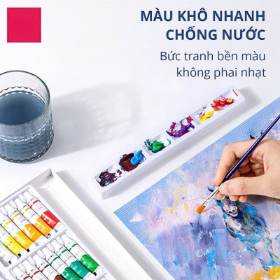 Màu Acrylic tuýp mini chuyên nghiệp - 5ml/tuýp - Vẽ vải / Vẽ quần áo / Vẽ giày - 12 màu