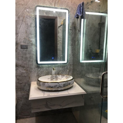 CHẬU RỬA MẶT, LAVABO ELIP HOA VÀNG NT50 CAO CẤP NHẬP KHẨU CHÍNH HÃNG GROVES