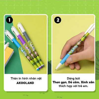 Hộp 20 Bút Gel 0.5 mm - Nhân Vật Akooland Tahi - Thiên Long Gel-012/AK - Mực Xanh