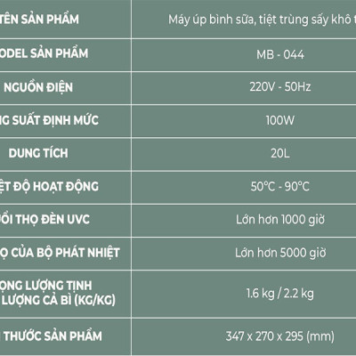 Máy úp bình sữa tiệt trùng sấy khô tia UV Moazbebe mb044