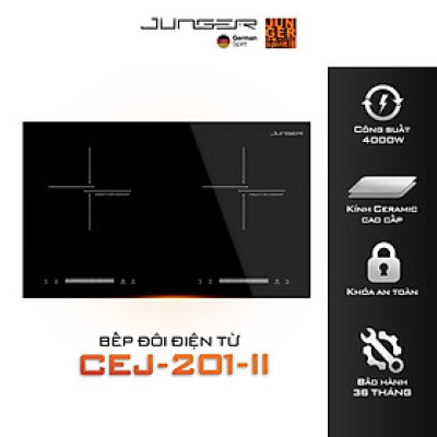 Bếp từ đôi Junger CEJ-201-II 4000W Tích hợp khóa phím an toàn Hàng Chính Hãng Bảo Hành 36 Tháng