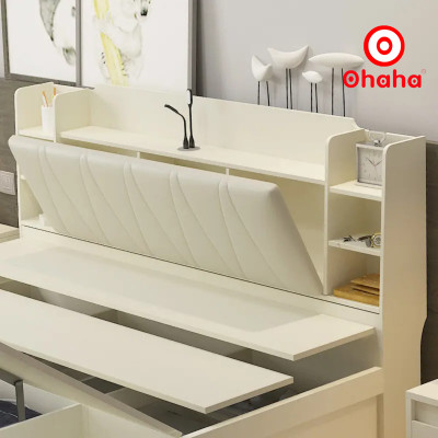 [Miễn phí vận chuyển & lắp đặt] Giường ngủ thông minh cao cấp bọc nệm đầu giường gỗ công nghiệp Ohaha - GN009