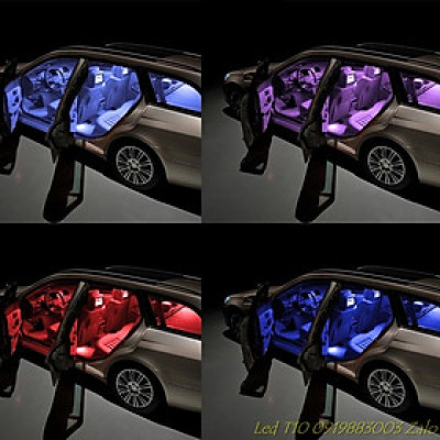 <NEWTREND> Bộ 2 đèn Led T10, W5W RGB 16 màu kèm Remote điều khiển 6 SMD 5050 lắp đèn led demi,biển số, cốp sau