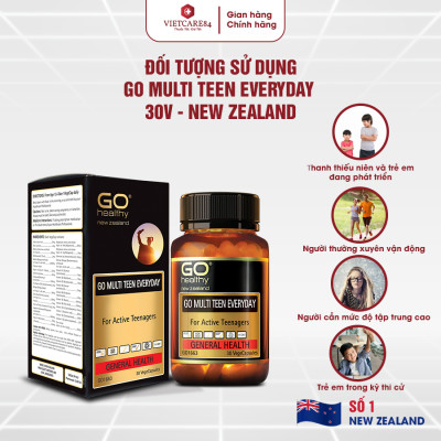 Viên uống cho tuổi teen nhập khẩu chính hãng New Zealand GO MULTI TEEN EVERYDAY (30 viên)  bổ sung 32 vitamin, khoáng chất và một số dưỡng chất hỗ trợ duy trì và tăng cường sức khỏe cho trẻ ở tuổi tăng trưởng, tuổi dậy thì