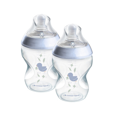 Bình Sữa PP Ty Siêu Mềm Tự Nhiên Tommee Tippee Natural Start 260ml, Núm Ty Của Bình 3-6 Tháng, Xanh Dương (Bình Đôi)