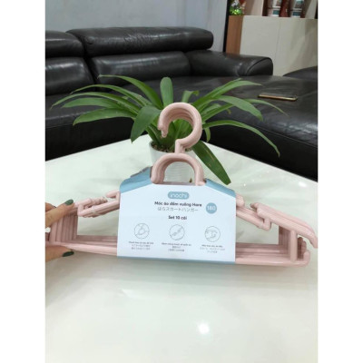 Set 10 cái Móc áo đầm vuông Hara 180 Bằng Nhựa Cao Cấp Inochi Nhật Bản (407 x 80 x 220 mm) - Giao Màu Ngẫu Nhiên