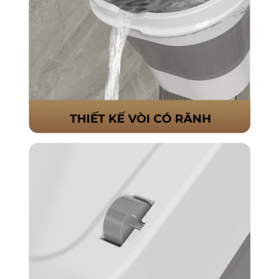 Chậu Gấp Gọn Tiện Lợi Giặt Cây Lau Nhà Chùi Kính Xô Đựng Nước Gấp Gọn Đa Năng Có Bánh Xe Dung Tích 12L