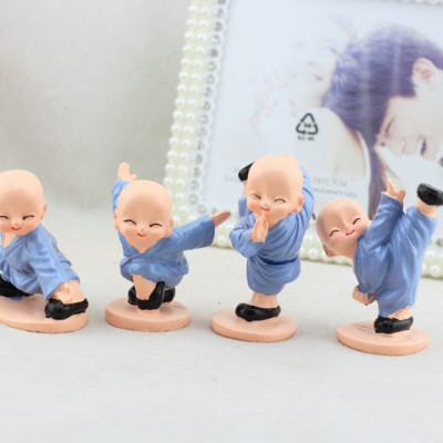 Combo 4 Tượng Chú Tiểu Đánh Võ Dễ Thương Trang Trí Xe Hơi, Bàn Làm Việc, Bonsai PaKaSa
