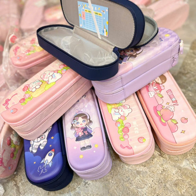 Hộp Bút Hai Ngăn Mặt Cứng In Nổi 3D Hình Hoạt Hình Dễ Thương Cho Bé Trai Bé Gái – Hộp Bút Học Sinh Tiểu Học - HÀNG CHÍNH HÃNG MINIIN