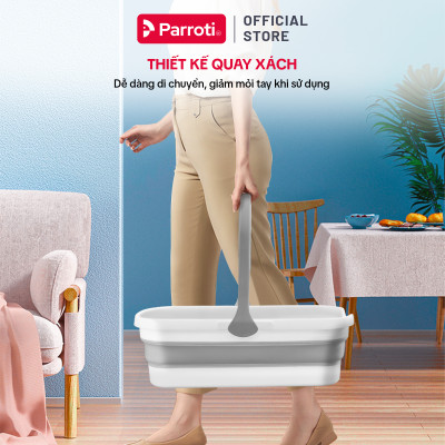 Xô nước gấp gọn đa năng 15 lít vệ sinh nhà cửa, xô giặt cây lau nhà tự vắt, chùi kính, xô để ô tô Parroti Extra XT02