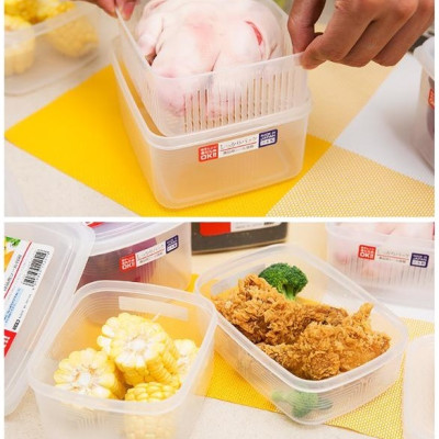 Combo 02 hộp nhựa cao cấp bảo quản thực phẩm Nakaya hình chữ nhật - Nội địa Nhật Bản