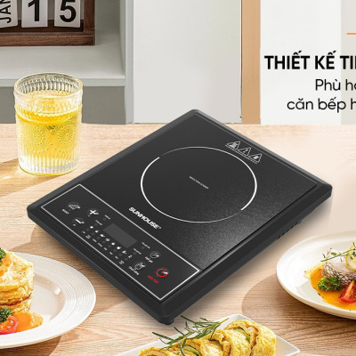 Bếp từ đơn Sunhouse SHD6154 - Công suất 2000W - 8 chế độ nấu - 10 mức nhiệt - Chế độ hẹn giờ - Bảo hành 12 tháng, Tặng kèm nồi lẩu - Hàng chính hãng