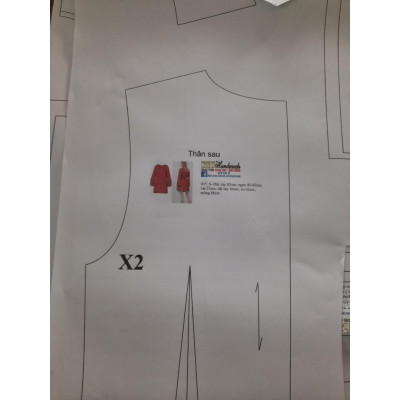 Rập giấy đầm cổ tim tay phồng mã 1259 (BẢN VẼ)