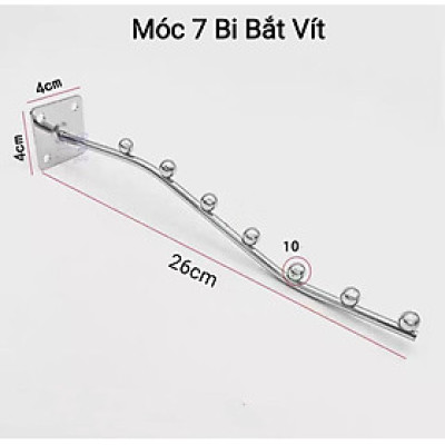 combo 10 Móc 9 bi & 7 bi treo quần áo shop thời trang dạng bi cong inox - ( loại gài & bắt vít )