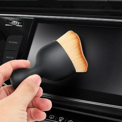 Chổi quét mini đầu cong sợi lông mềm dùng vệ sinh nội thất ô tô/ bảng điều khiển/ cửa thoát khí