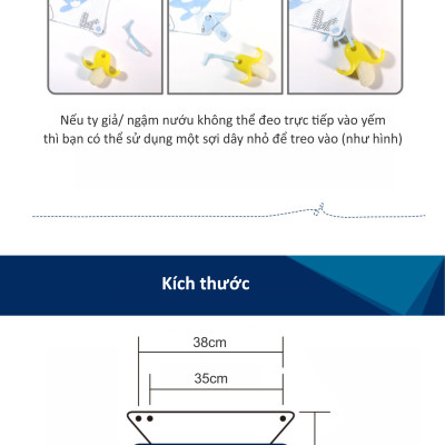 YẾM VẢI TAM GIÁC CHO BÉ CÓ NÚT BẤM GIỮ TY GIẢ/ NGẬM NƯỚU KU2248 - SET 2 CÁI (MÀU XANH)