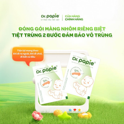 [Mua 1 Tặng 1] Gạc Rơ Lưỡi Dr.Papie 0+ (Hộp 30 Gói), Làm Sạch Và Bảo Vệ Răng Miệng Cho Bé Tặng 1 Hộp (10 Gói) Gạc Dr.Papie 0+