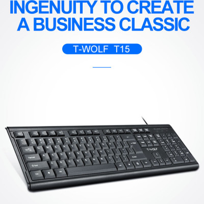Bàn Phím Văn Phòng T-WOLF T15 USB- Hàng Chính Hãng