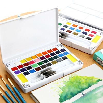 Bộ Màu Nước Solid Water Color Cao Cấp - Tặng Kèm 2 Bút Nước, 2 Mút, 1 Palette - Chuyên Dùng Cho Học Sinh, Sinh Viên, Vẽ Chuyên Nghiệp - Hàng Chính Hãng - VinBuy