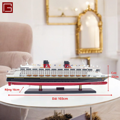 Mô hình thuyền gỗ phong thủy, tàu du lịch, du thuyền DIS NEY MAGIC, thuyền gỗ trang trí hàng chính hãng