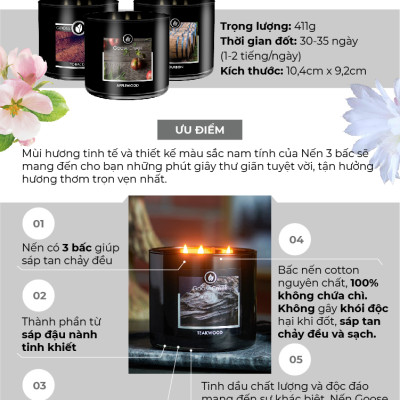 Nến ly 3 bấc sáp đậu nành For Men Goose Creek (411g) - Driftwood