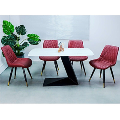 Bàn ăn cao cấp Juno Sofa mặt đá ceramic chân L 